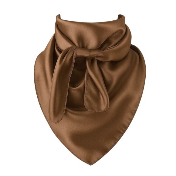 Brown Wild Rag Large Scarf 23x23 Inches Satin Western Accessory Cowgirl or Cowbo - Picture 1 of 6
